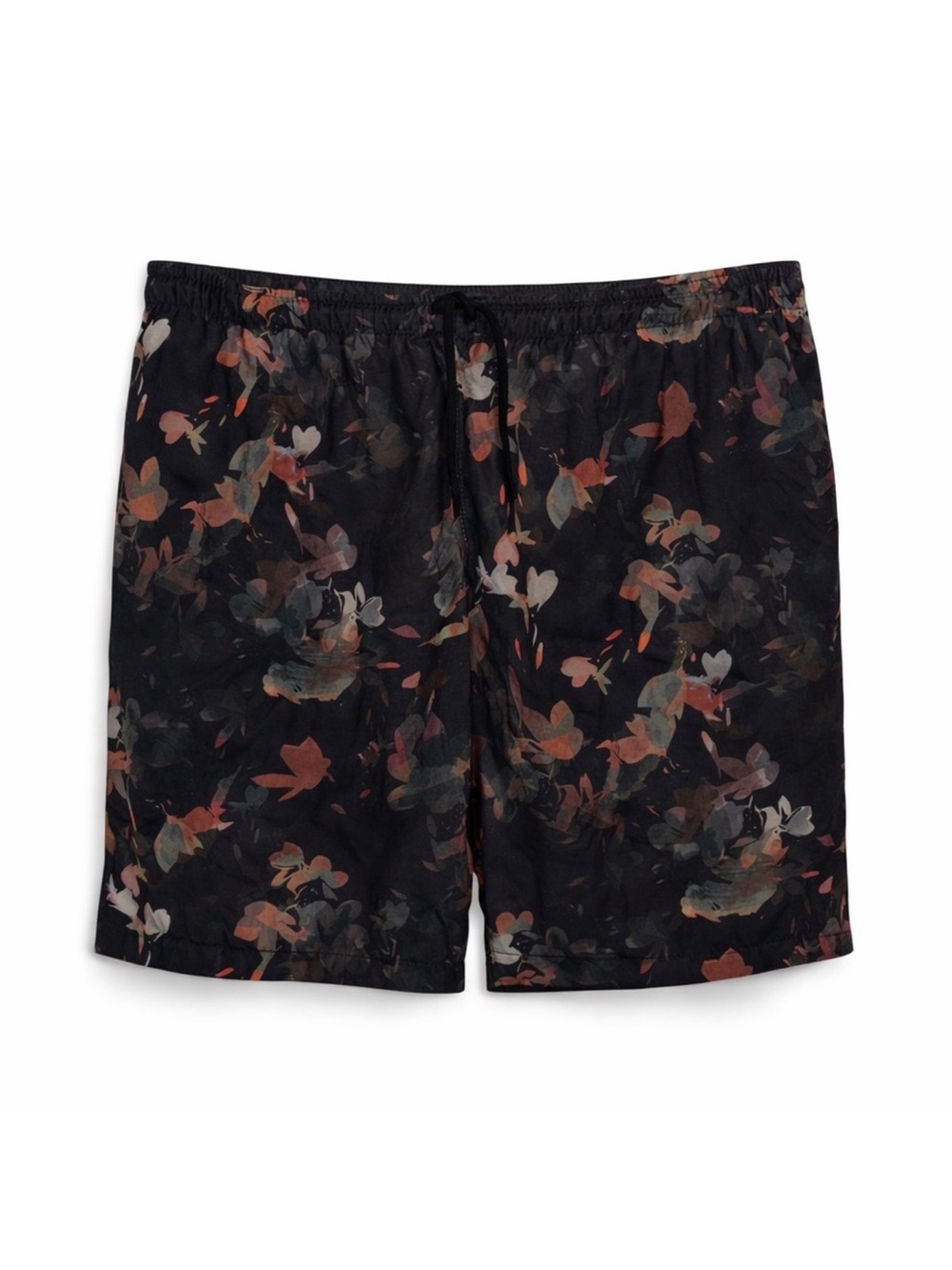 NWT BoohooMAN Big & Tall Floral Elastic Waist Shorts 4XL Black Drawstring
